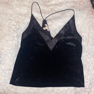 Velvet V-Neck Crop Top